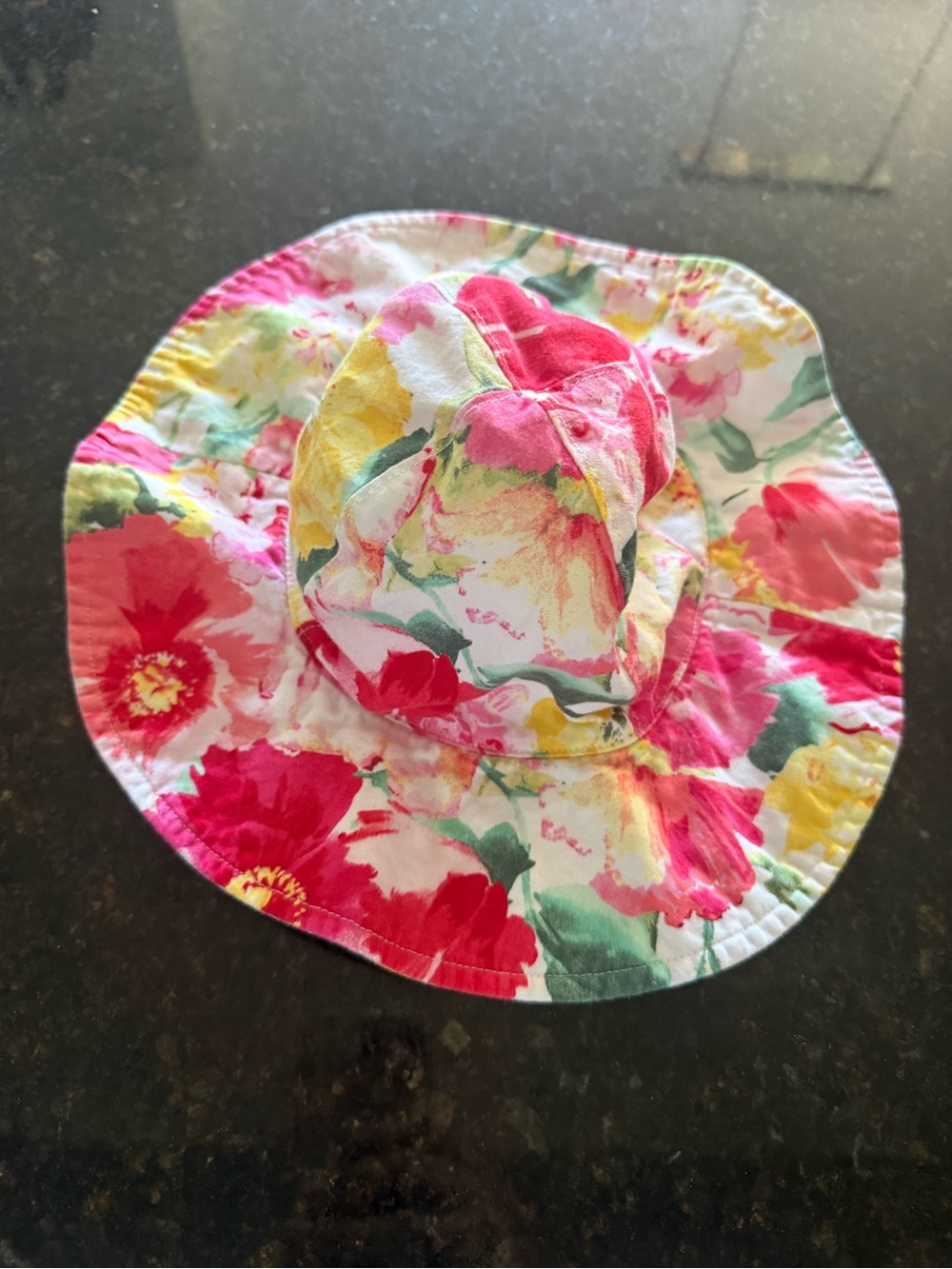 Polo by Ralph Lauren Little Girls Floral Sun Hat in Pink, Yellow & Green